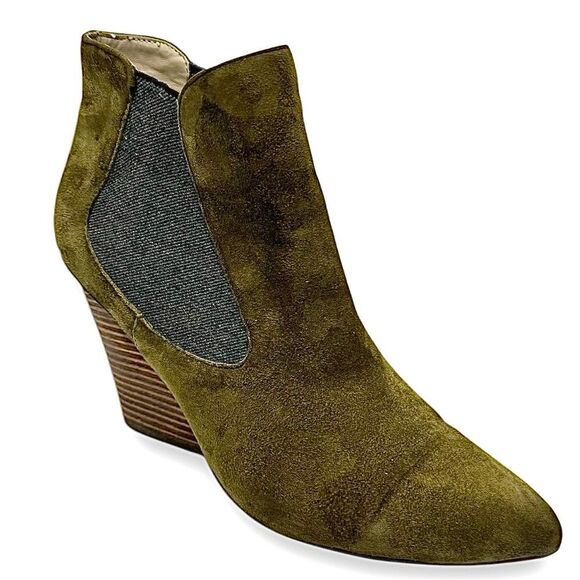 Steven By Steve Madden Shoes - Steven by Steve Madden Women's Green Suede Maliik Bootie 8 Medium Pre-Owned